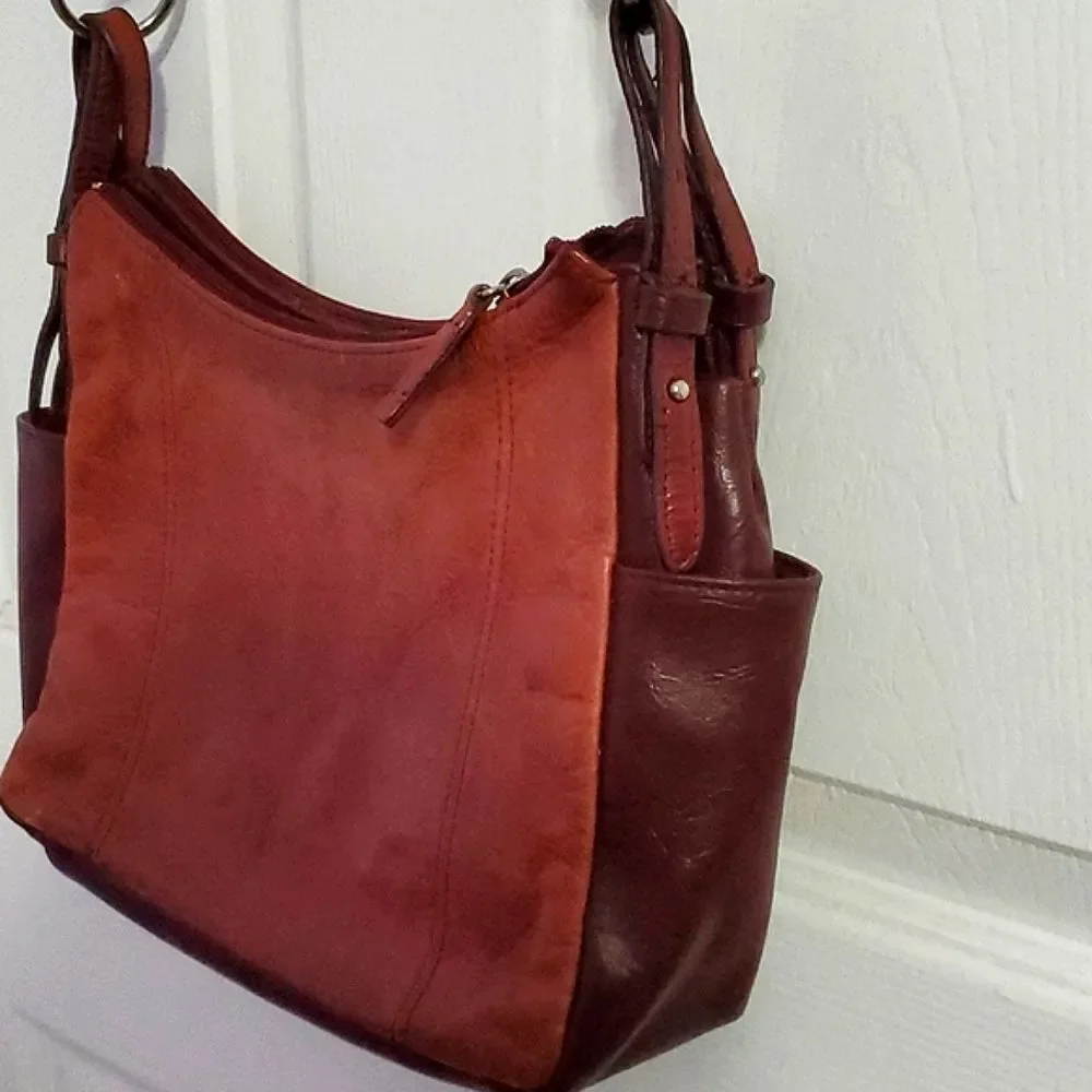 Aurielle Two Tone Leather Utility Multi-pocket Shoulder Bag Boho Retro
